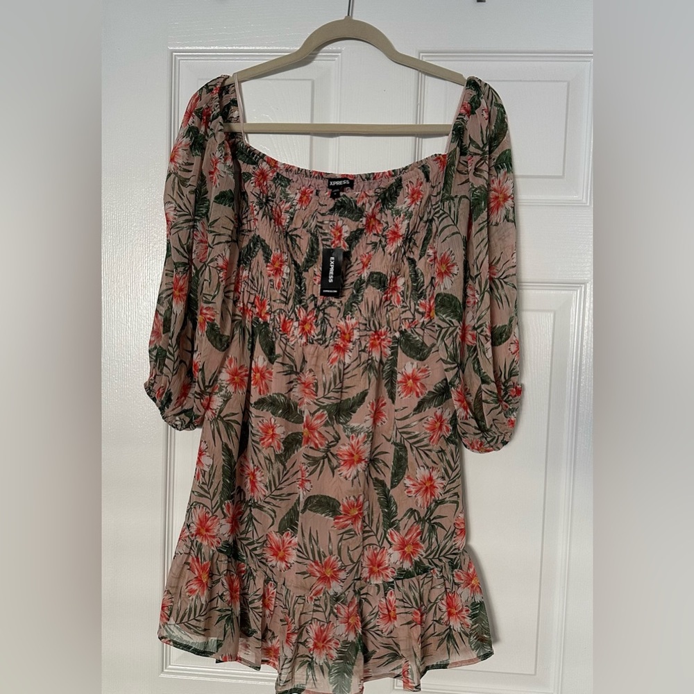 NWT Express Off the shoulder floral dress